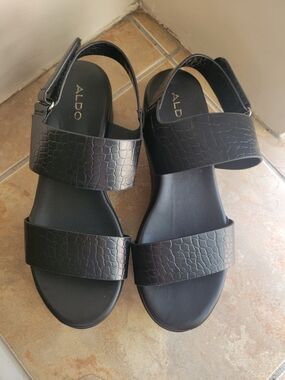2/$25 ALDO Black Double Strap Sandals